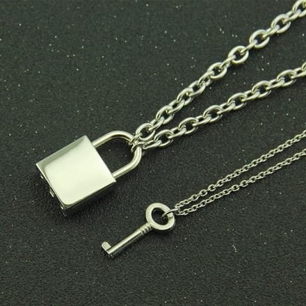 Roestvrij Staal Ketting Ketting Hanger Slot Sleutel Hanger Ketting Koppel Hangslot Ketting black