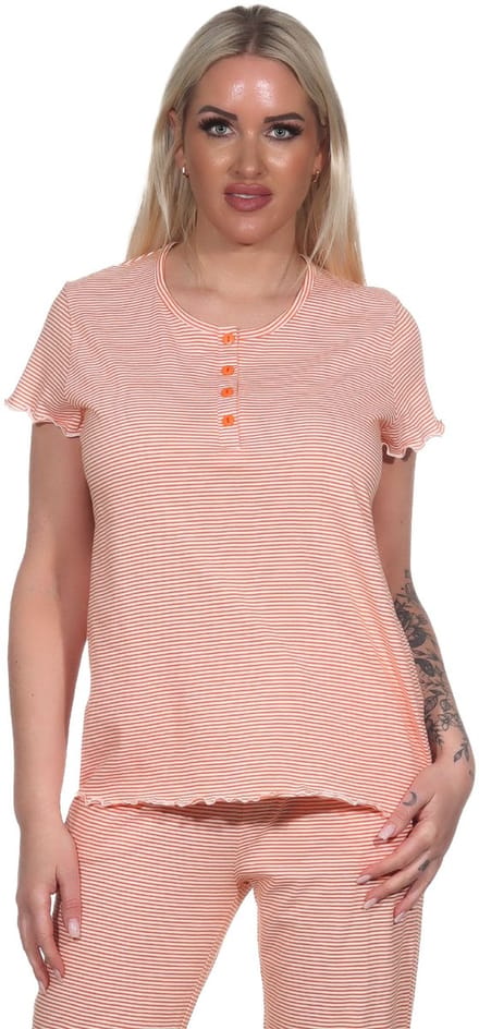 Damespyjamashirt met korte mouwen mix & match in Stripe Optiek