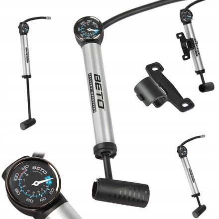 Beto Aluminium Fietspomp met Manometer & Slang - 80 PSI