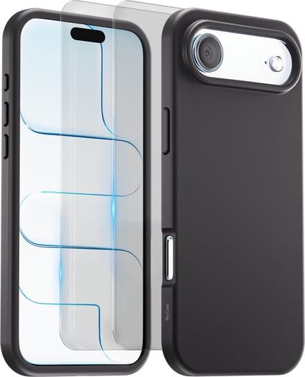 Hoesje - geschikt voor Apple iPhone 17 Air - Zwart - 2x screenprotector - beschermglas screen protector- Anti Shock case