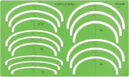 Ellips Sjabloon - Tekensjabloon - Technisch Tekenen - Veelgebruikte Cirkeldiameters - 25x25mm