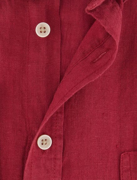 100% linnen overhemd casual fit Casa Moda lange mouw witte knoop rood