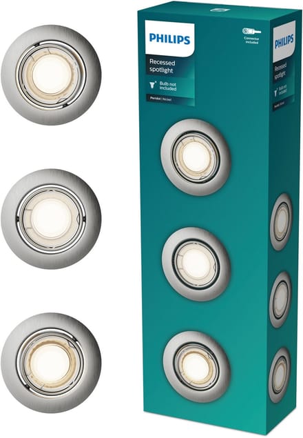 Philips Peridot inbouwspot - GU10 fitting - Nikkel - Rond - Richtbare spot - 3-pack