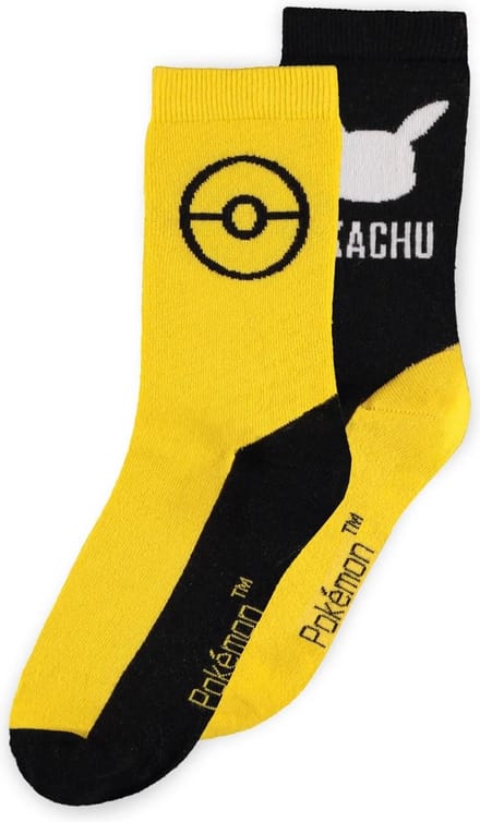 Pokémon - Set van 2 paar Sokken - Pikachu - Pokéball - 43/46