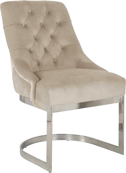 DiamantMeubelen Eetkamerstoel Tanger - Beige - Met zilveren poten