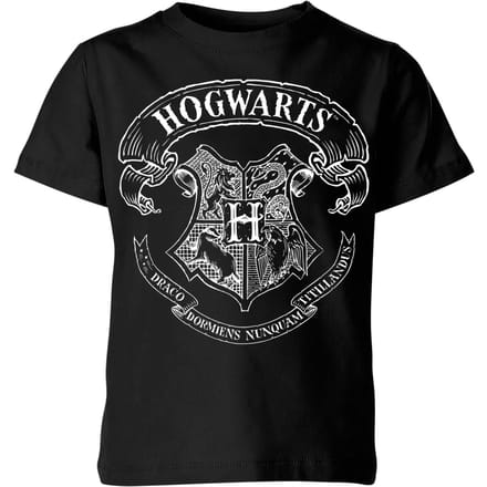 Harry Potter Hogwarts Crest Kinder T-shirt - Zwart - 122/128 (7-8 jaar)