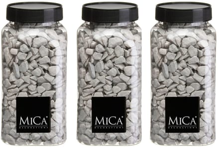 Mica Decorations decoratie steentjes - 3x - grijs - 1 kilo - 650ml - hobby steentjes