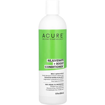 ACURE, Rejuvenate + Boost Conditioner, suitable for all hair types, mint and quinoa extract, 12 fl oz (354 ml) green