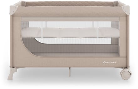 Kinderkraft LEODY UP - Campingbedje - 2-in-1 - Snel Inklapbaar - Verstelbare Bodemhoogte - Beige