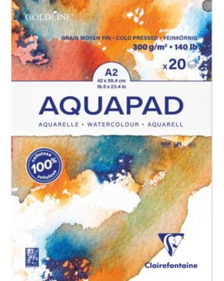 Clairefontaine Goldline Aquapad - Aquarelpapier - Groot formaat - A2 - 300 g - 20 Vel