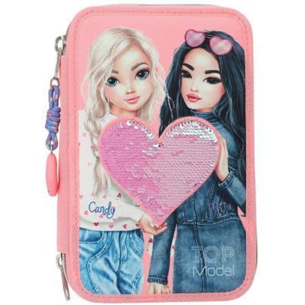 Top Model TOPModel 3-vaks etui met wrijfpailletten Pennenzakken en -etui's