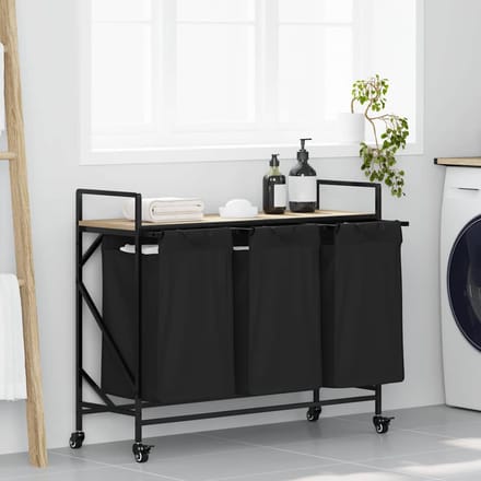 vidaXL - Wasmand - 3 - vakken - met - planken - sonoma - eikenkleurig