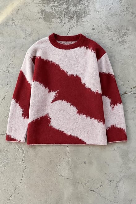 Touché Privé - Gebreide trui met abstracte print - Bordeaux - Dames