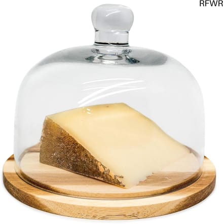 RFWR® Kaasbel met glazen deksel en houten bodem