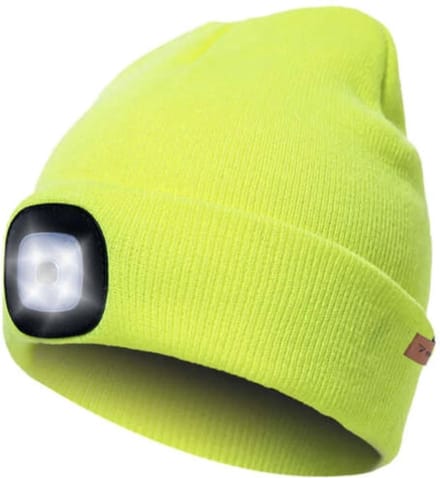 Muts met USB-oplaadbare LED-zaklamp – Dubbel Laags – Unisex – Neon Geel