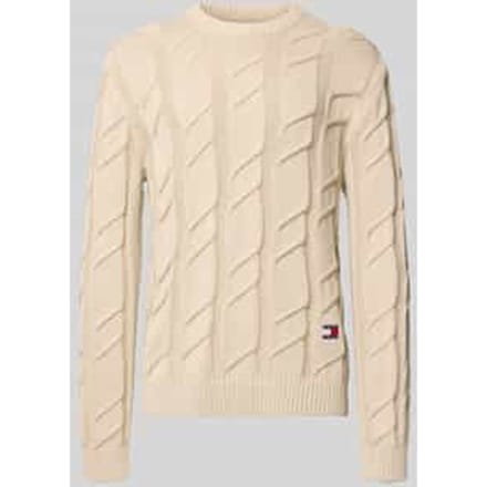 Tommy Hilfiger Regular Chunky Cable Sweater Gulf Sand Maat: L | Sweaters Outlet | Heren | Beige