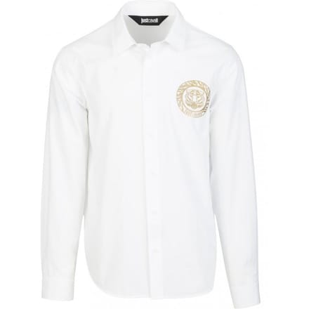 Just Cavalli luxe heren tijger shirt - Maat: IT50 white