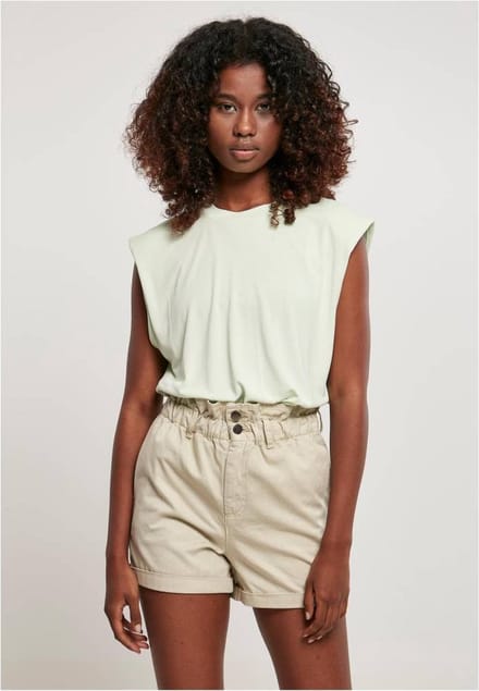 Urban Classics - Modal Padded Shoulder Mouwloze top - M - Groen