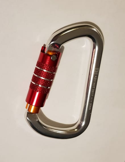 LANEX AZ014DT; Aluminium karabijnhaak met TRIACT LOCK - Aluminium / rood