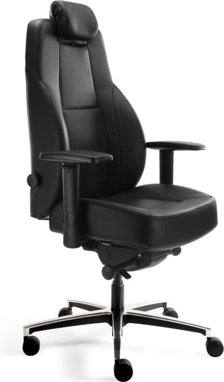 Workliving Delta-5 Leer - Ergonomische 24-uurs Bureaustoel