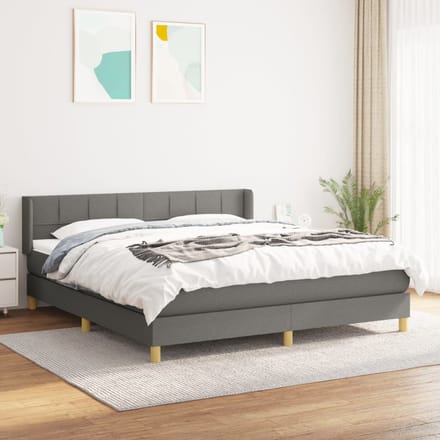 vidaXL - Boxspring - met - matras - stof - donkergrijs - 180x200 - cm