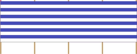 Windscherm - gestreept wit/donkerblauw - 3 x 1,5 meter - Strand/camping scherm