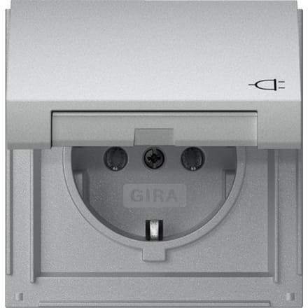 Gira TX44 IP44 Aluminium Stopcontact Met Scharnierende Afdekking - 445465