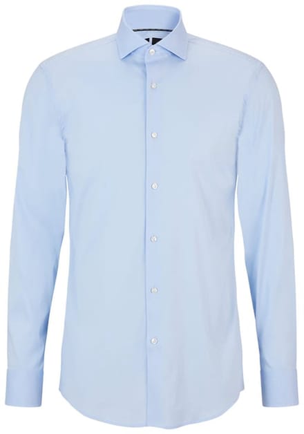 BOSS Hank slim fit overhemd - popeline - blauw - Strijkvriendelijk - Boordmaat: 39