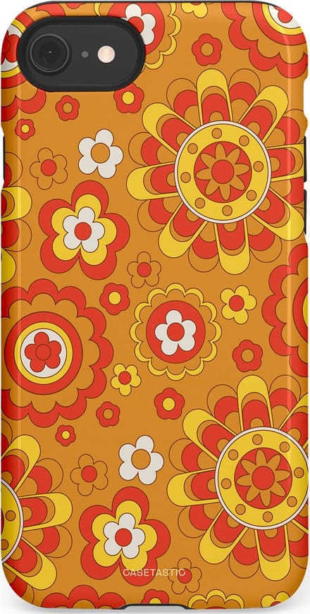 Casetastic hoesje geschikt voor Apple iPhone SE / Apple iPhone 7 / Apple iPhone 8 - Dubbellaagse bescherming - Retro droom - Fashion Case - Okergeel Terracotta Rood