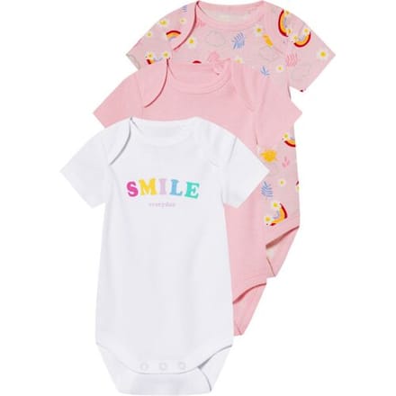 LUPILU 3 baby rompers (Roze/wit, 62-68)
