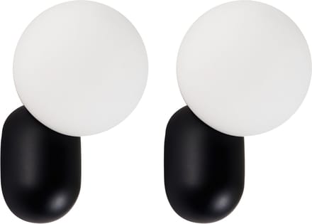 HELME - Wandlamp set van 2 - Zwart - Opaalglas