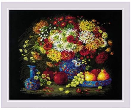 Borduurpakket Stilleven met chrysanten