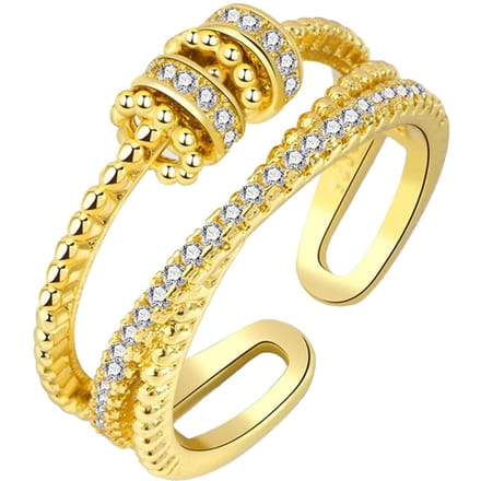 Mode Dubbellaags Legering Decoratie Open Ring Sieraden Cadeau beige
