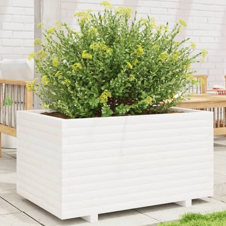 vidaXL - Plantenbak - 90x60x49,5 - cm - massief - grenenhout - wit