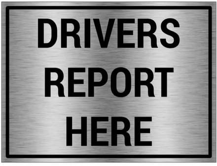 Drivers report here bord - gecoat brushed aluminium | 60 x 45 cm