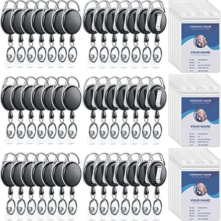 60-pack Zware Intrekbare Badgehouder en Waterdichte ID-kaarthouders