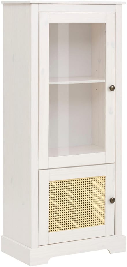Linda-Vitrinekast - 1 Glasdeur - Wit Grenen