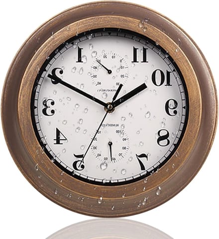 Grote Tuinklok - Wandklok Buiten - Weer Monitoren - Stille Beweging - 28.5 cm - Brons