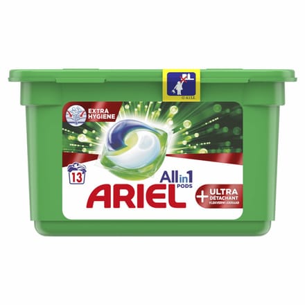 Ariel All-in-1 Pods + Effect Oxi vlekverwijderaar Extra Hygiene Wasmiddelcapsules 13 stuks