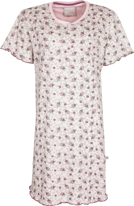 Tenderness Dames Nachthemd - Korte Mouwen - Katoen - Roze - Maat S