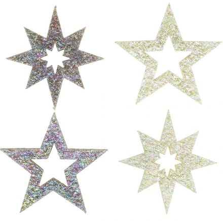 Decoratieve sterren voor knutselen geel, bruin schuimrubber 4cm 36 st,