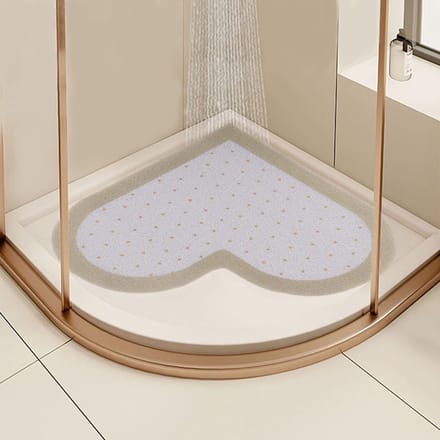 Dailygoods- Hoekdouchemat Antislip - Schimmelbestendig - 60 x 60 cm - Douchematten - Sneldrogend - Kaki/Wit - Badmat