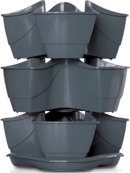 Prosperplast Coubi - Bloempot - Graphite - Strak Design - 30x30x38 cm - Stijlvolle Tuinaccessoire