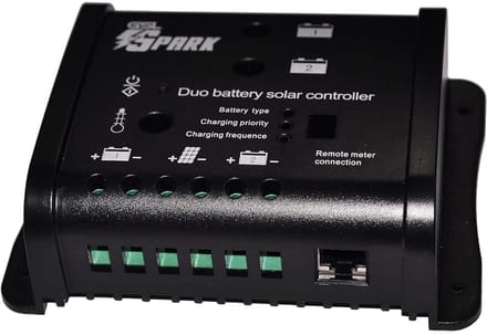 Dubbele Solar Laadregelaar - PWM Duo Controller - Camper Caravan Boot - Twee Batterijen Opladen - 13.66 x 10.46 cm