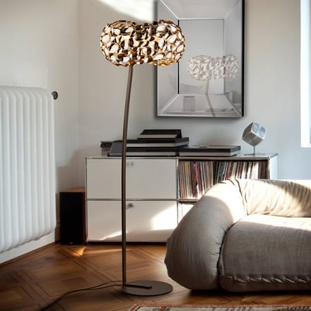 Schuller Valencia LED vloerlamp Narisa, roségoud/bruin