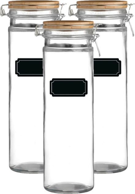 Weckpot/inmaakpot - 4x - 1.9L - glas - met beugelsluiting - incl. etiketten