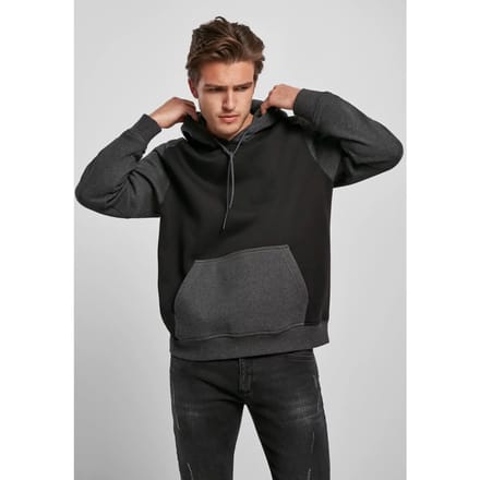 Urban Classics - 2-Tone Raglan Hoodie/trui - S - Zwart/Grijs
