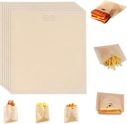 6x Herbruikbare Tosti Zakjes Anti-Aanbak - Oven & Magnetron Bestendig