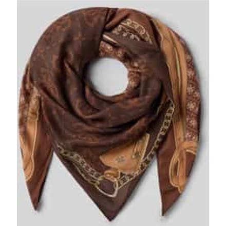 Guess Lindsey Printed Kefiah 120x120 Sjaals Dames - Bruin - Maat ONESIZE