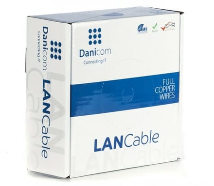 DANICOM CAT5E FTP 50 meter kabel op rol soepel - PVC (Fca) - Trekdoos - Internetkabel - Netwerkkabel - UTP kabel